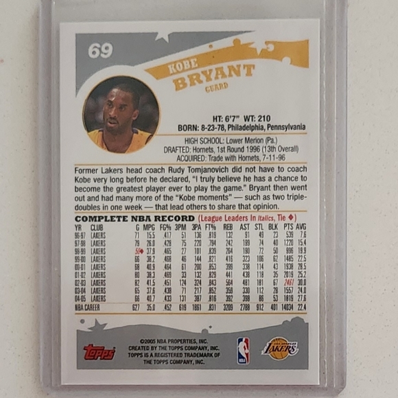 KOBE BRYANT BASKETBALL CARD - Picture 2 of 2